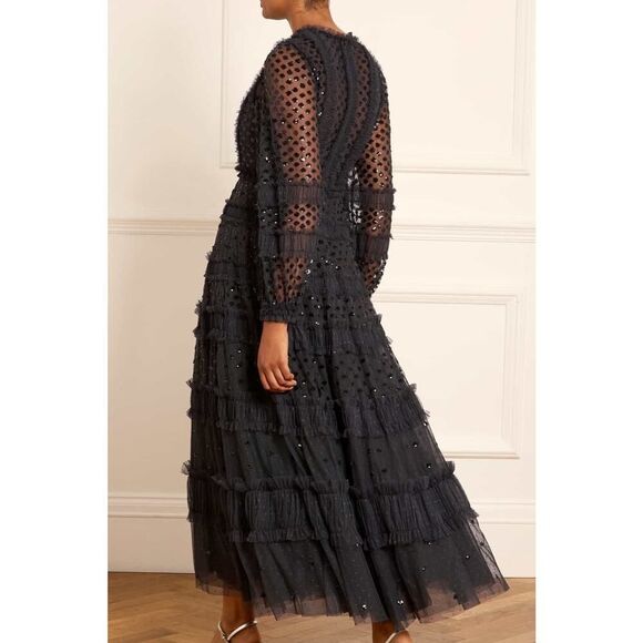 Needle & Thread Dot Shimmer Ankle Gown Navy UK8/US4 - Picture 6 of 12